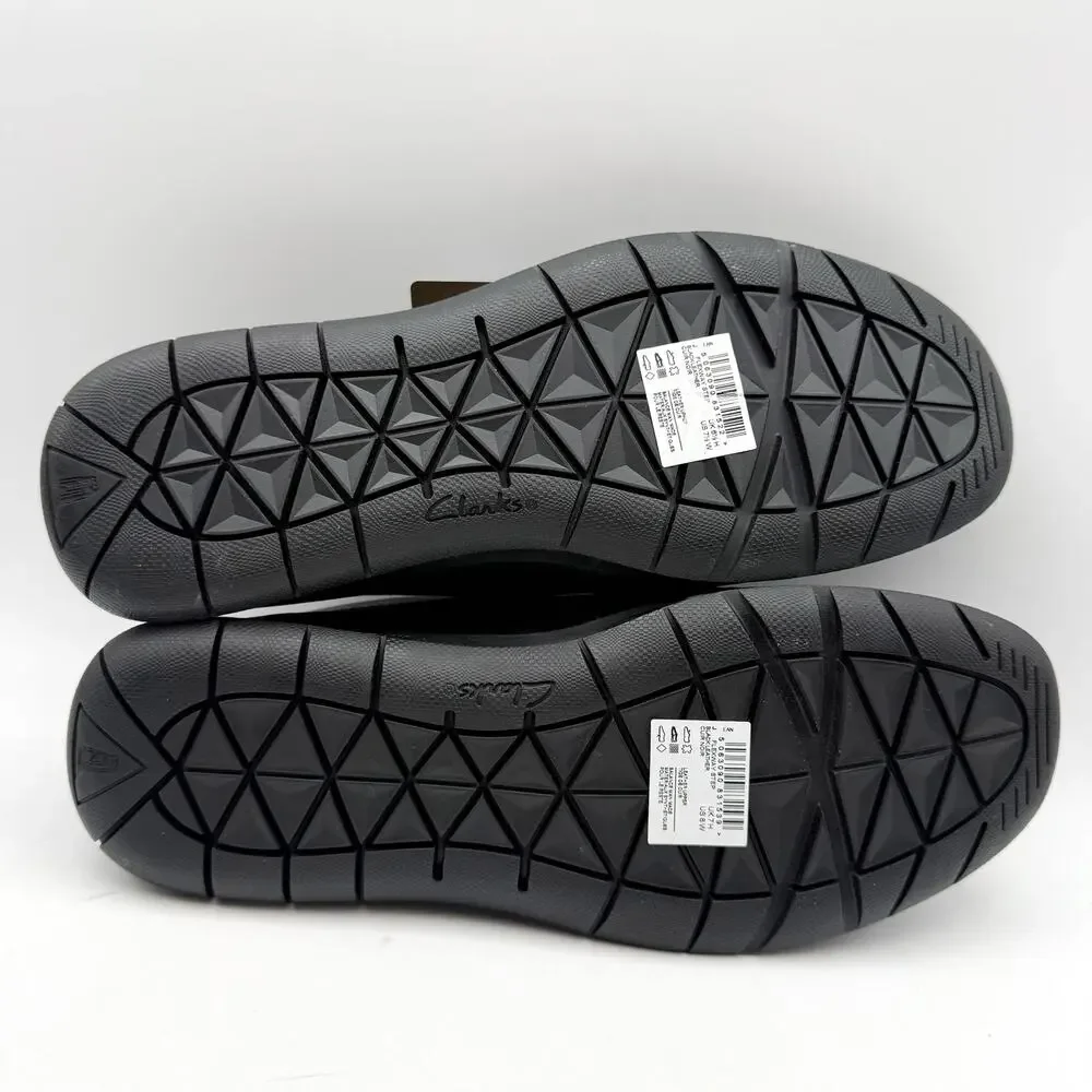 Clarks Mens Flexway Step Loafers LEFT 8 Wide RIGHT 7.5 Wide Black Leather EUC